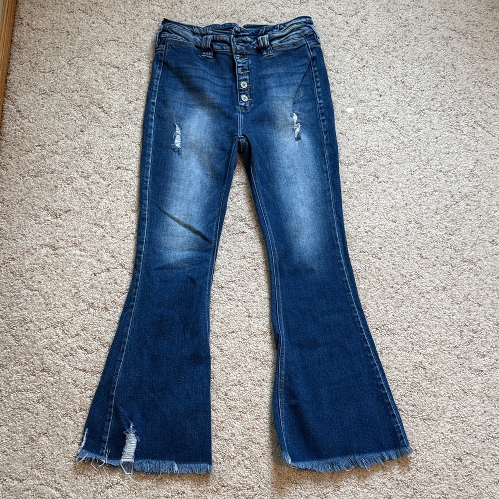 KanCan Dark Blue Flare Jeans - Picture 2 of 4